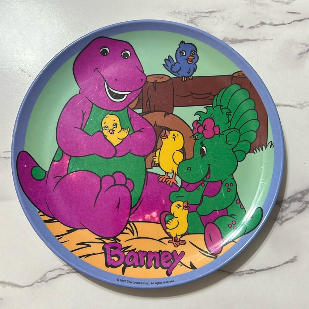 Vintage 1997 Barney and Friends Plate